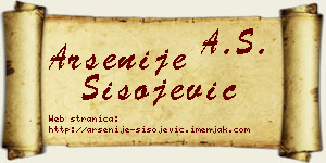 Arsenije Sisojević vizit kartica